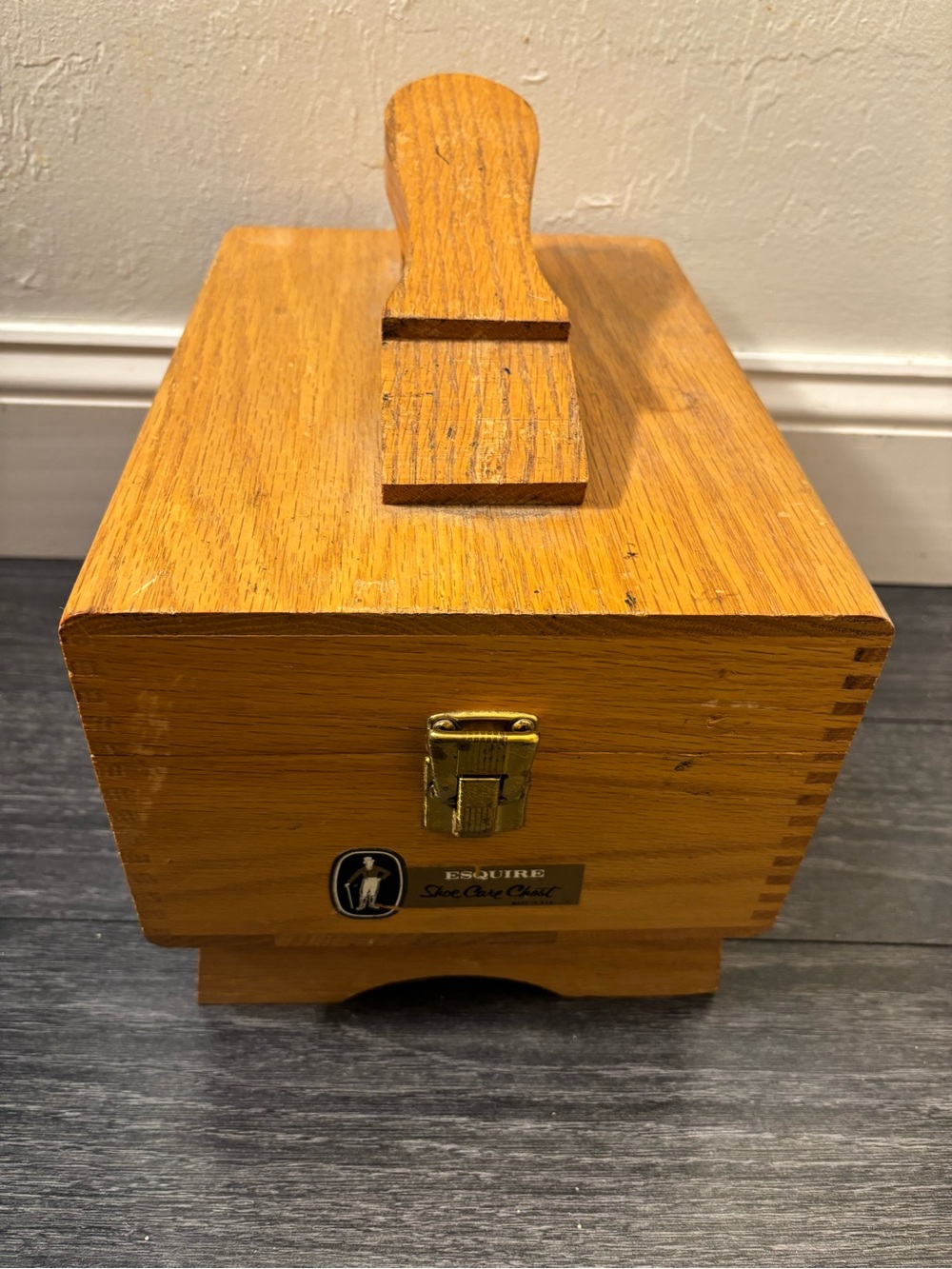 Vintage esquire shoe shining care chest wood box